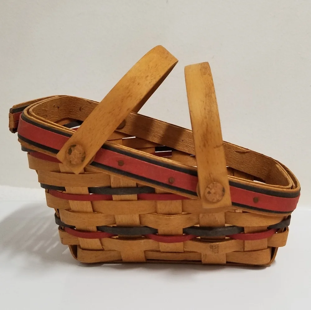 Longaberger Small Basket Set 3pc Brown & Multi Color